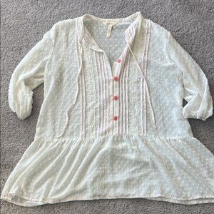 Matilda Jane Swiss dot Light the Way ivory and coral top